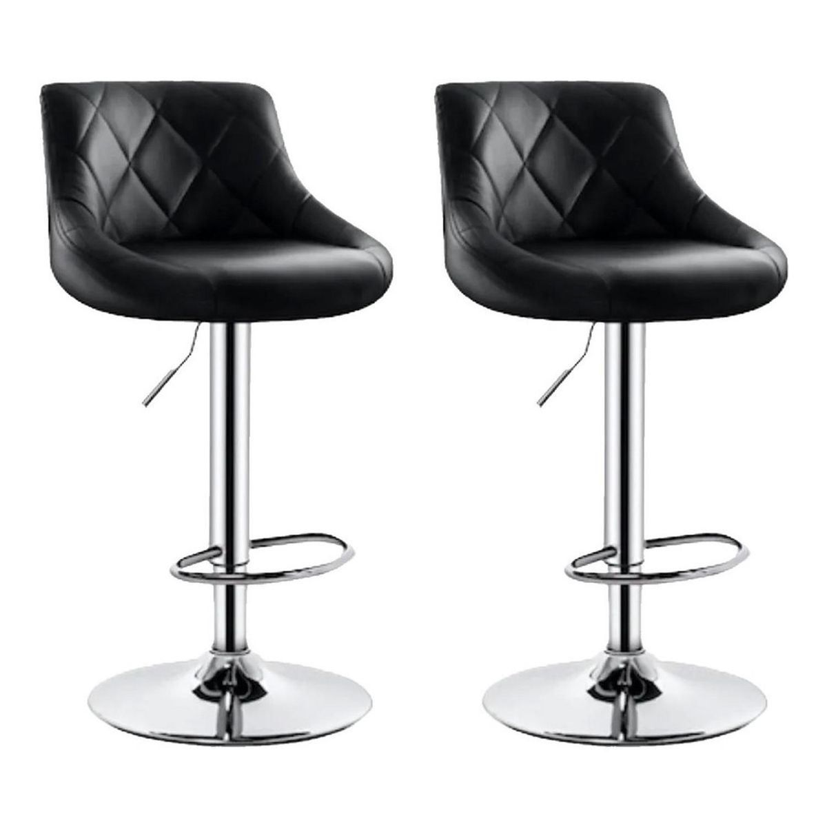 GLOBAL LATIN GROUP - Pack 2 Sillas Taburete Piso Bar Giratoria Altura Regulable - Negro