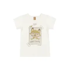 UP BABY - Polera Gato Best Friends Blanco y Verde Oliva