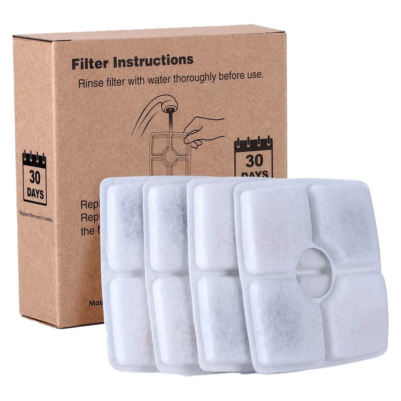 GENERICO - Pack 4 Filtros Cuadrados Bebedero Fuente Mascota