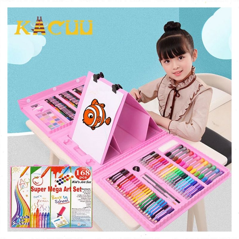 GENERICO - Kit de arte para niños 208 piezas Grande Rosado