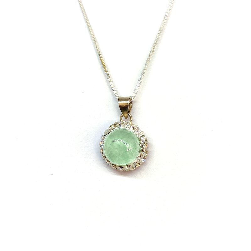 ANDREA COGGIOLA JOYAS - Collar Jade Verde Redondo Cristal Plata Fina 925