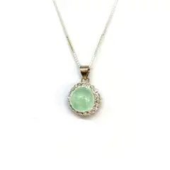 ANDREA COGGIOLA JOYAS - Collar Jade Verde Redondo Cristal Plata Fina 925
