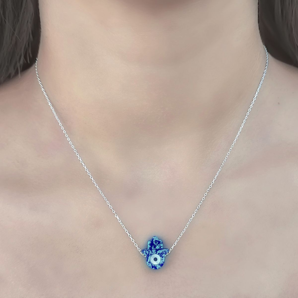 COGGIOLA - Collar Mano Fátima Ópalo Reconstituido Plata Fina 925