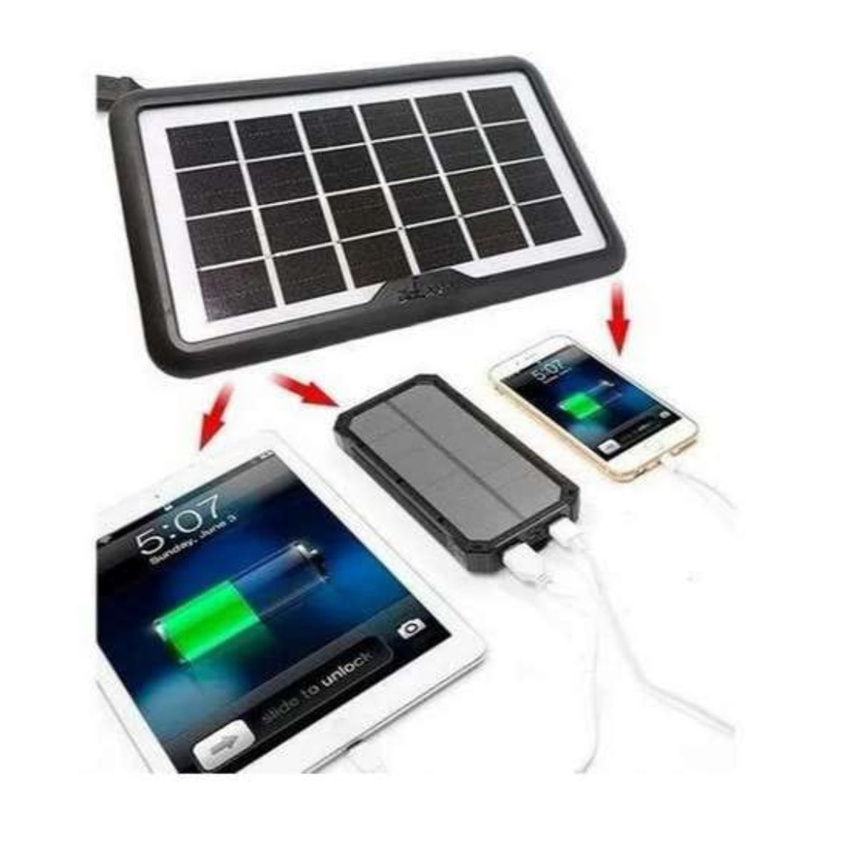 GENERICO - CARGADOR PANEL SOLAR 15W MULTI USB 5 EN 1
