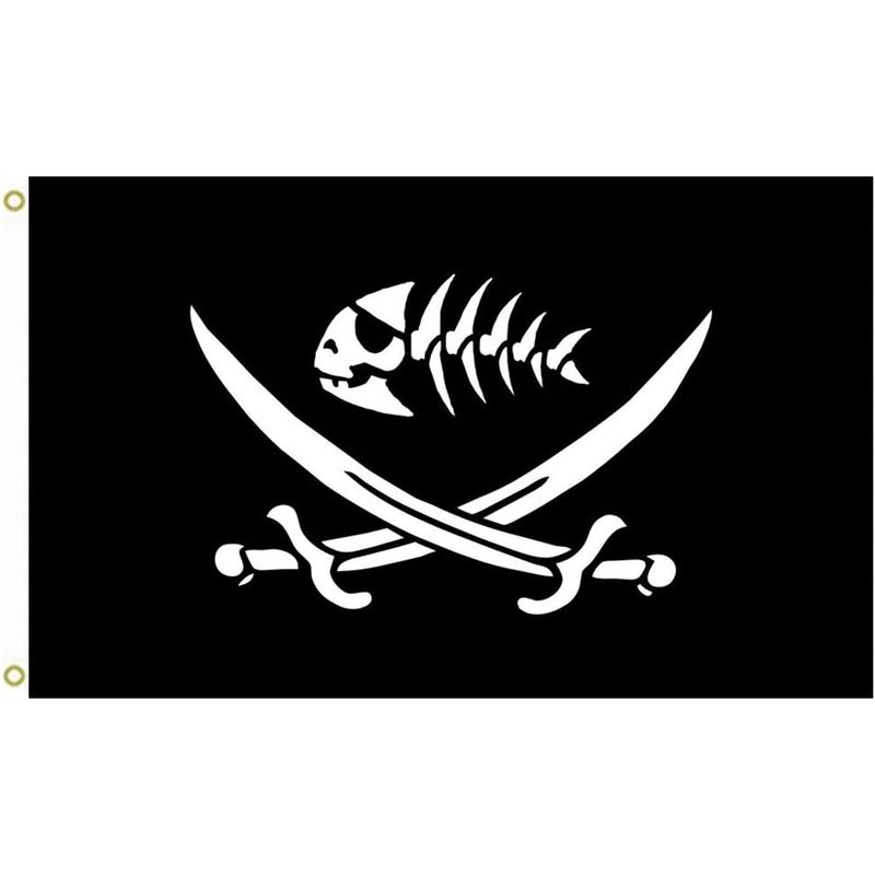 GENERICO - Bandera de Pez Pirata con Espadas de 90cm x 60cm