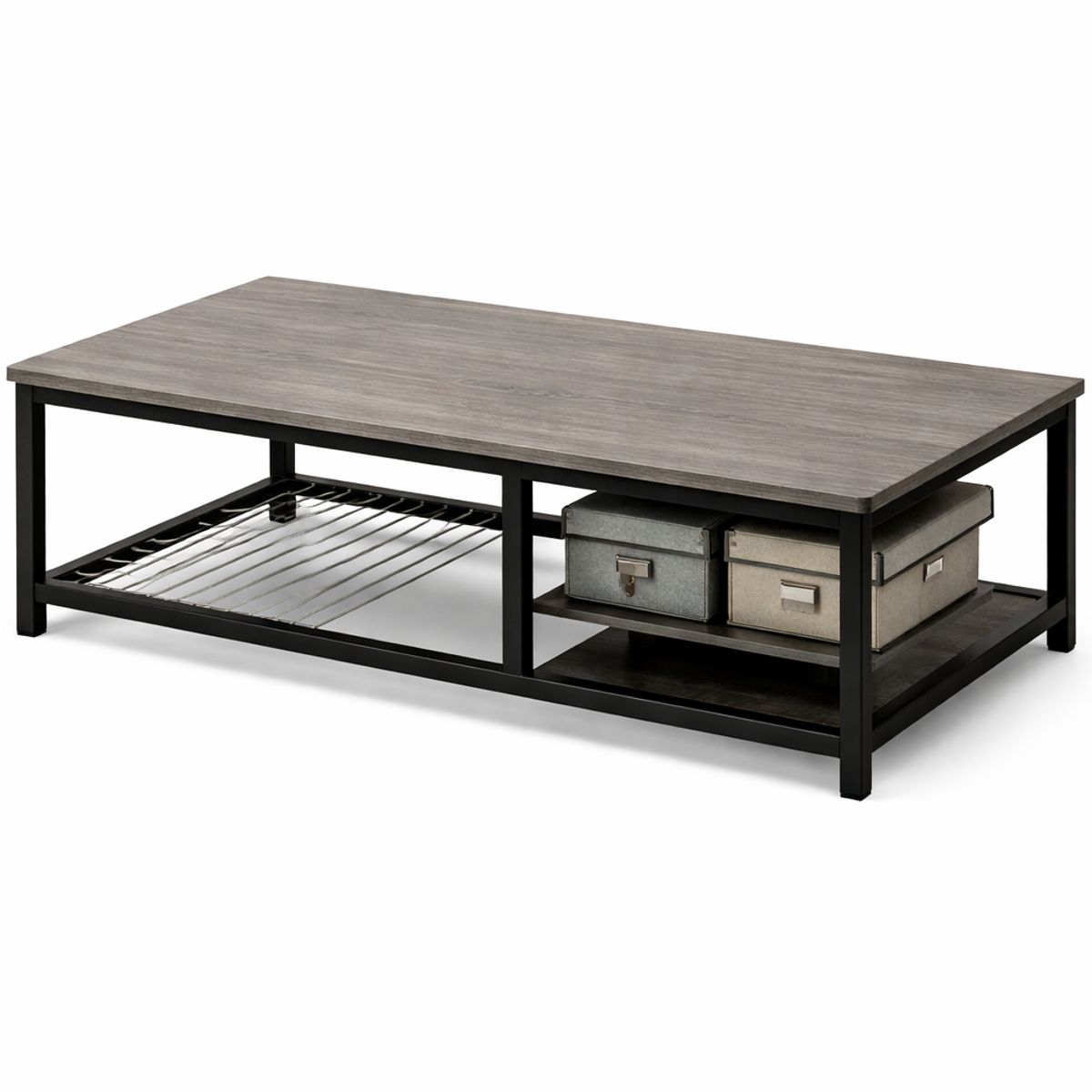 SPACE HOME - Mesa de Centro Living Metal y MDF 120x60 Moderna