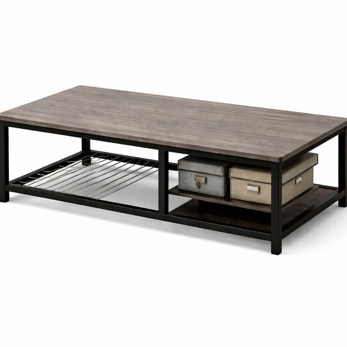 SPACE HOME - Mesa de Centro Living Metal y MDF 120x60 Moderna