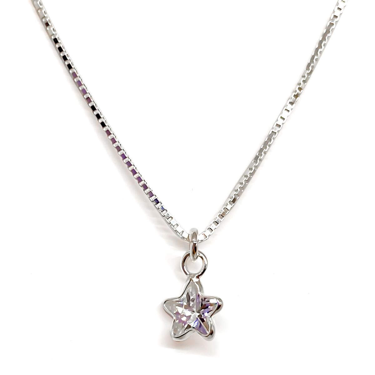 COGGIOLA - Collar Punto De Luz Estrella Circón 5mm Plata Fina 925