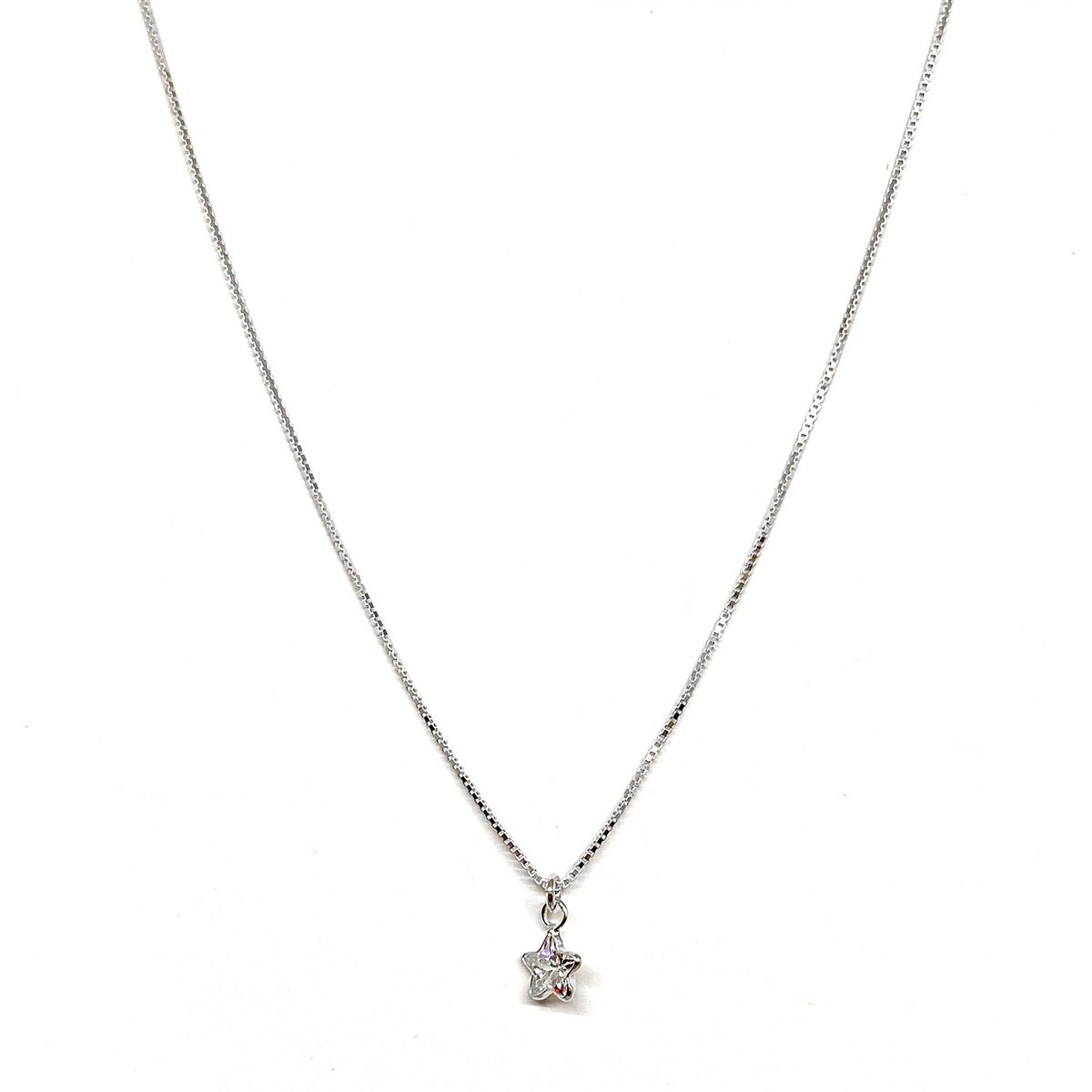 COGGIOLA - Collar Punto De Luz Estrella Circón 5mm Plata Fina 925