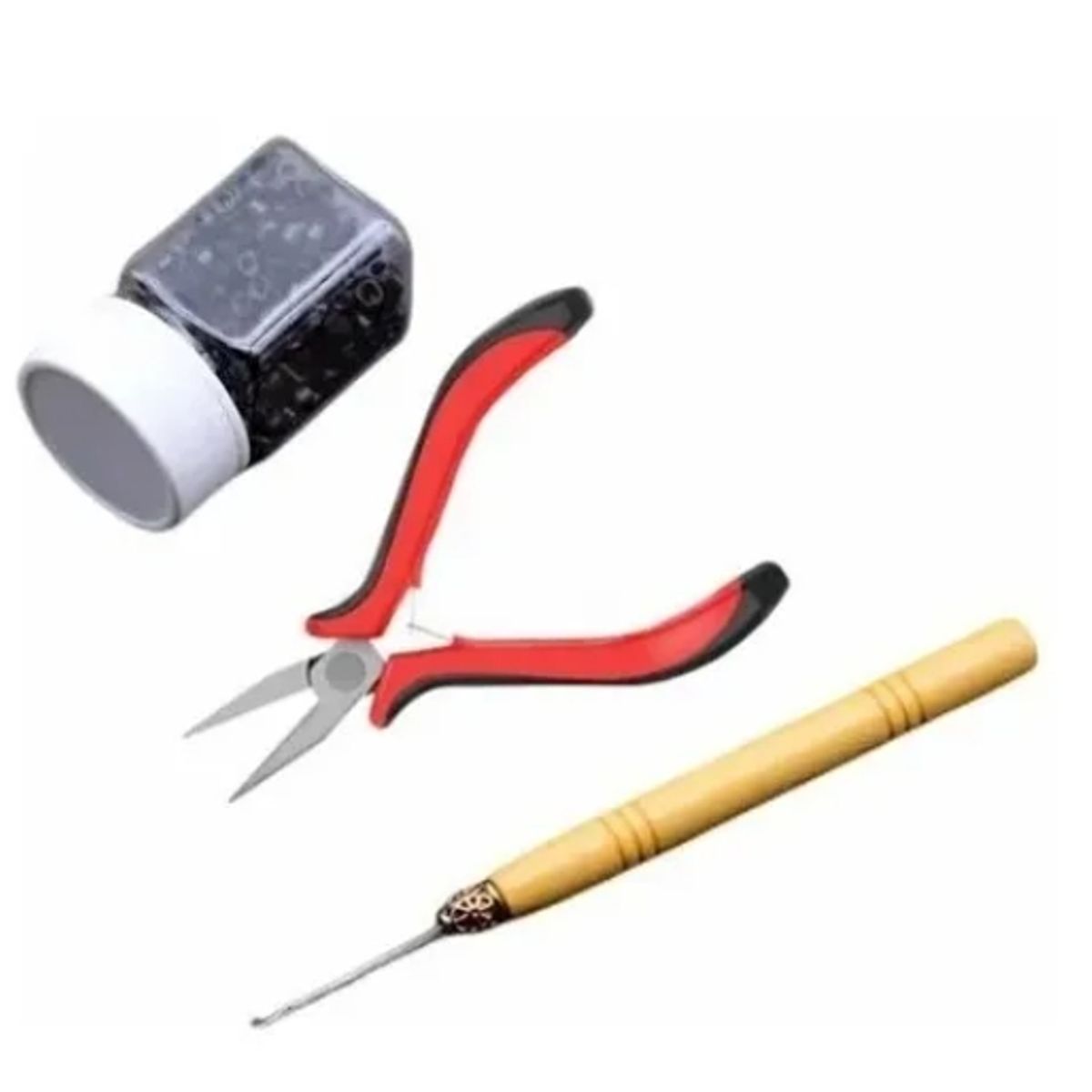 GENERICO - Kit 3 Extensiones De Pelo Microring+ Alicate Negro