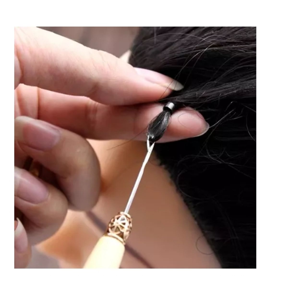 GENERICO - Kit 3 Extensiones De Pelo Microring+ Alicate Negro