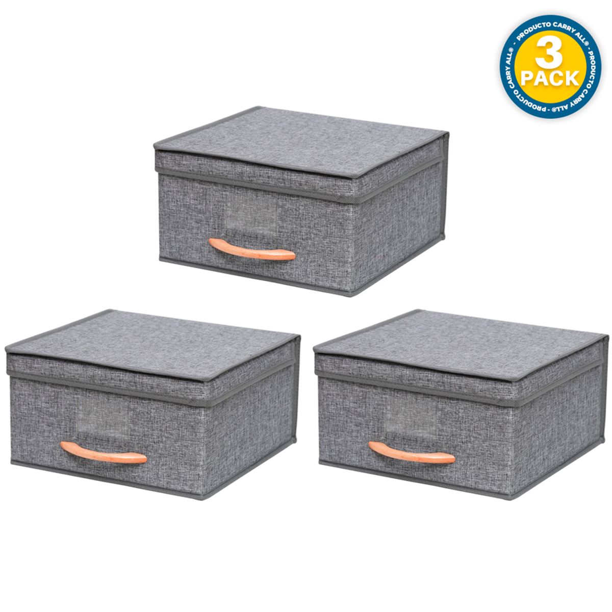 CARRY ALL - Pack 3 Caja Organizadora Plegable De Tela Closet Ropa Varios