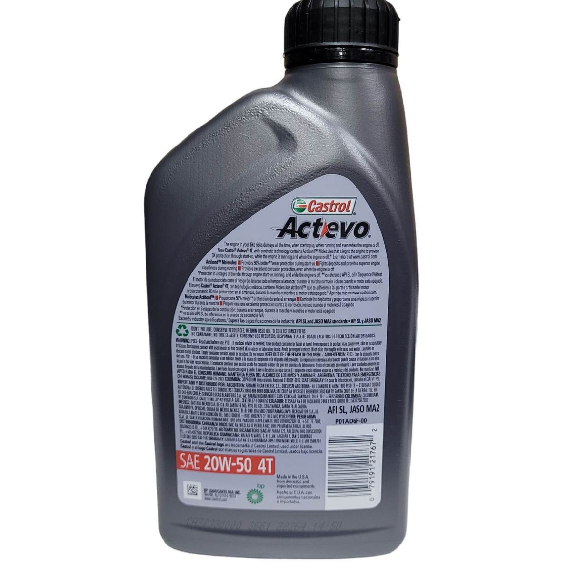 GENERICO - Aceite de Moto 20w 50 Semi Sintético Castrol 4t Original