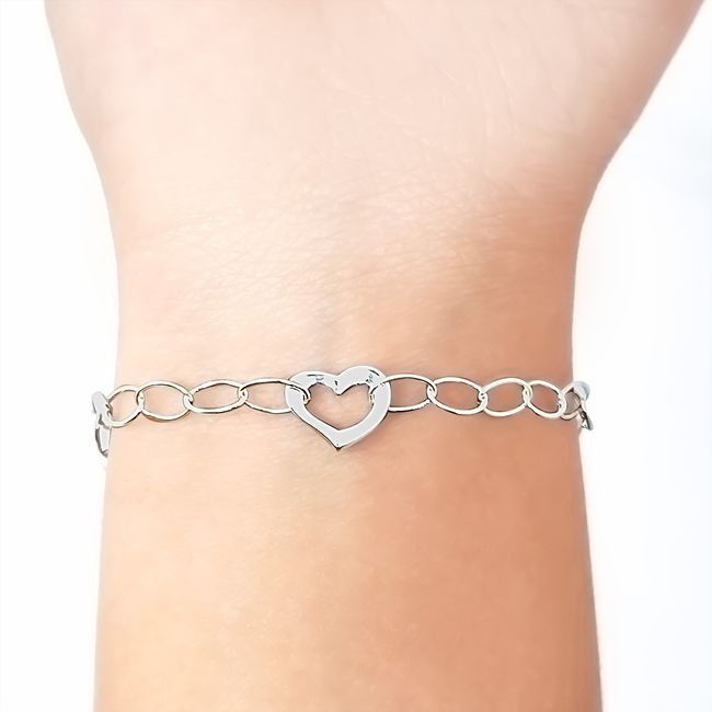 ANDREA COGGIOLA JOYAS - Pulsera Roxana Corazón Plata Fina 925