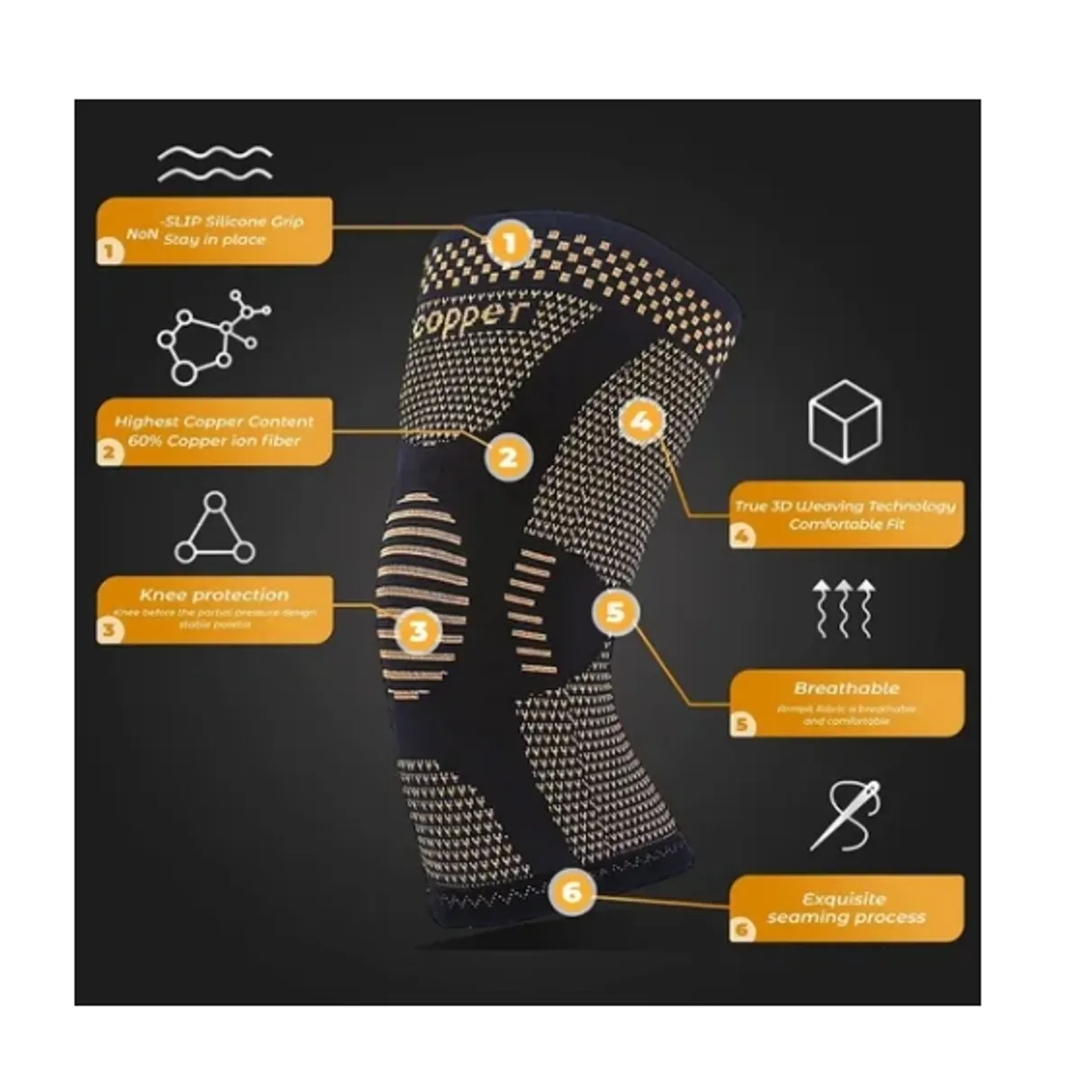 ESHOPANGIE - Rodillera Deportiva Ortopédica Soporte Con Fibra De Cobre M