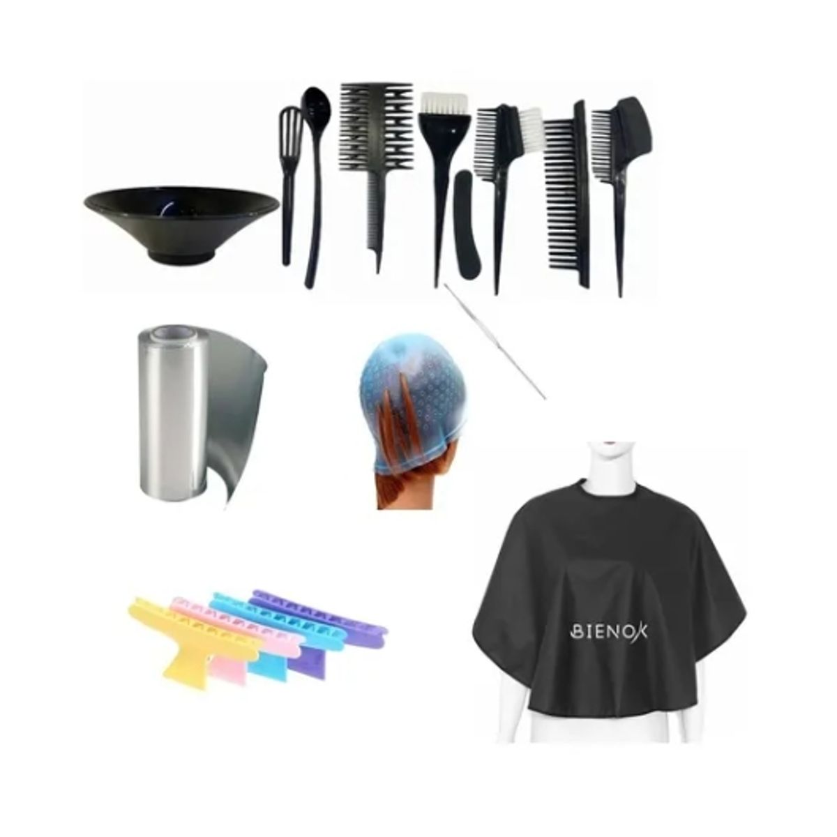 GENERICO - Set Peluqueria Capa  Kit Aplicador  Gorro Visos