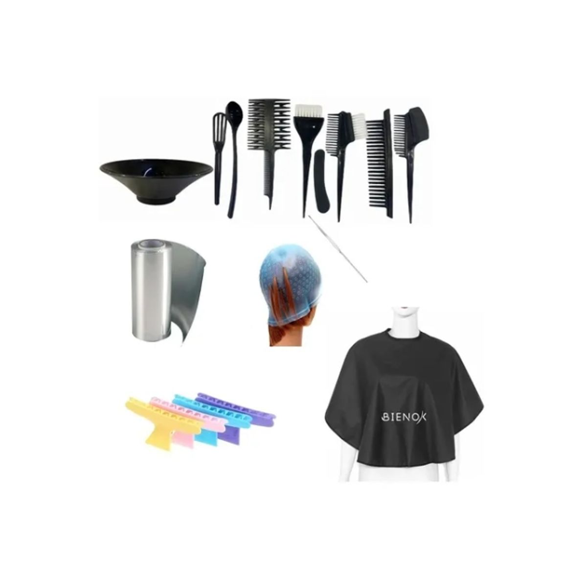 GENERICO - Set Peluqueria Capa  Kit Aplicador  Gorro Visos