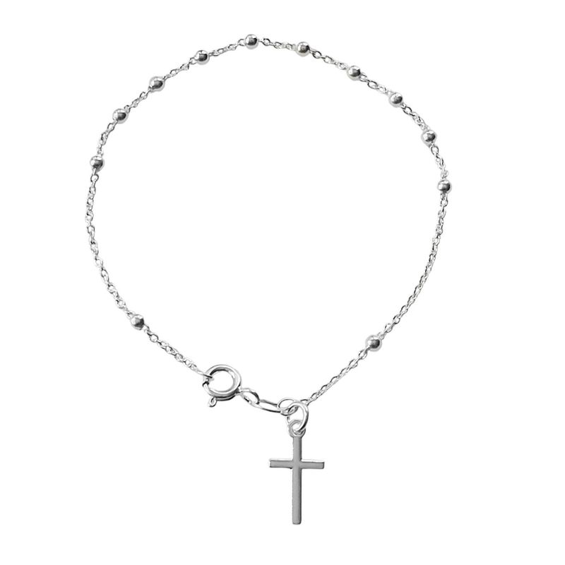 ANDREA COGGIOLA JOYAS - Pulsera Denario Cruz Eslabón Plata Fina 925