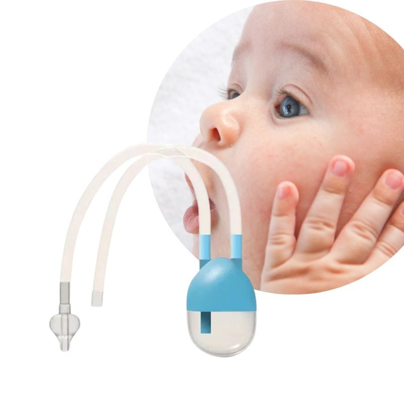 GENERICO - Aspirador Nasal Para Bebes Saca Mocos Con Deposito - Celeste