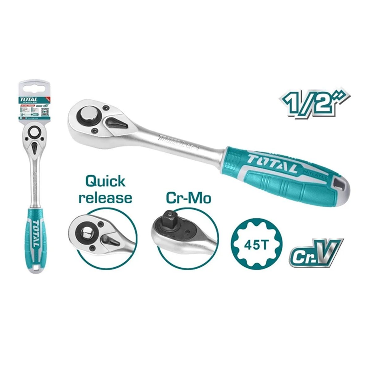 TOTAL TOOLS - Llave Chicharra Cuadrante 1-2 Pulgadas