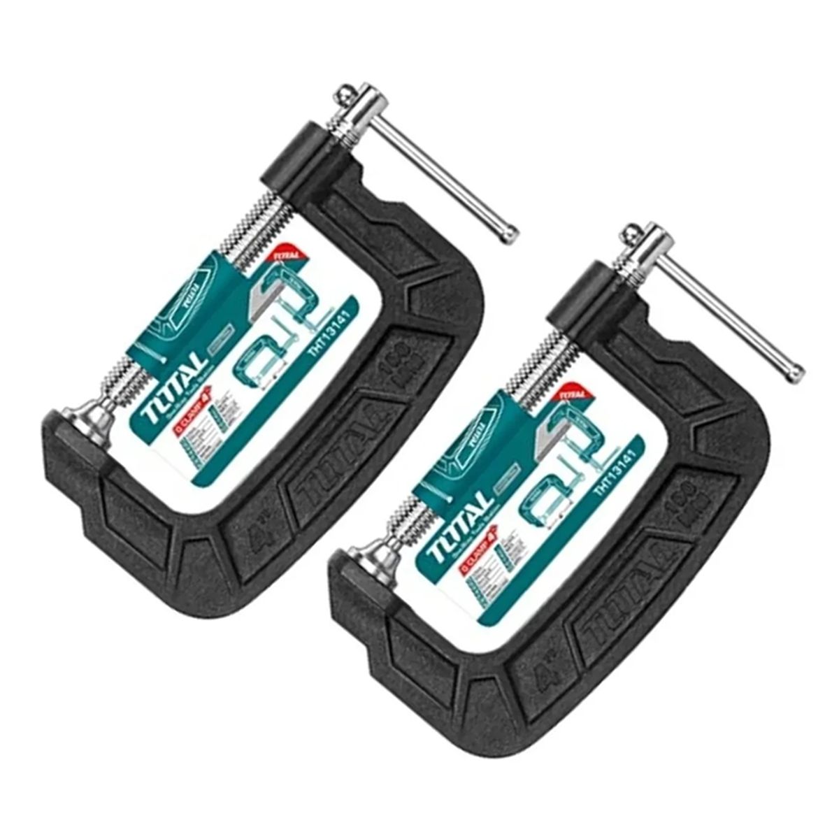 TOTAL TOOLS - Pack 2 Prensa Tipo C 4 Pulgadas (100mm)