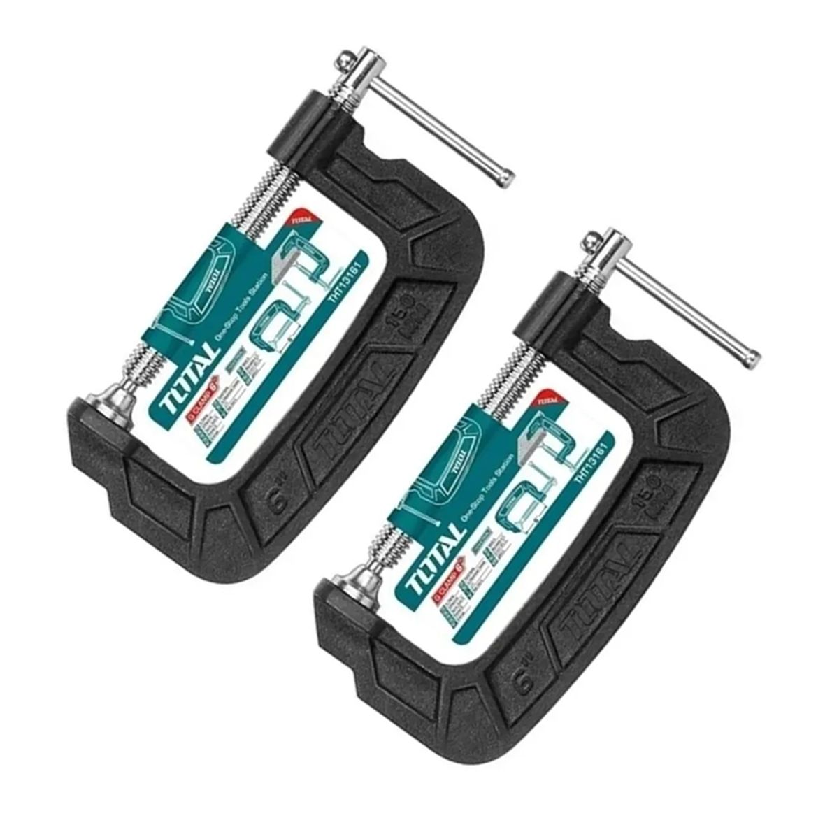 TOTAL TOOLS - Pack 2 Prensa Tipo C 6 Pulgadas (150mm)
