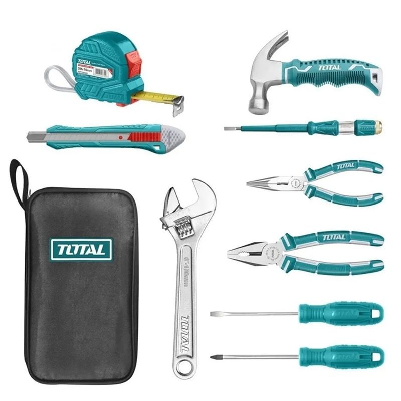 TOTAL TOOLS - Kit Juego Herramientas Manuales 9 Piezas En Estuche