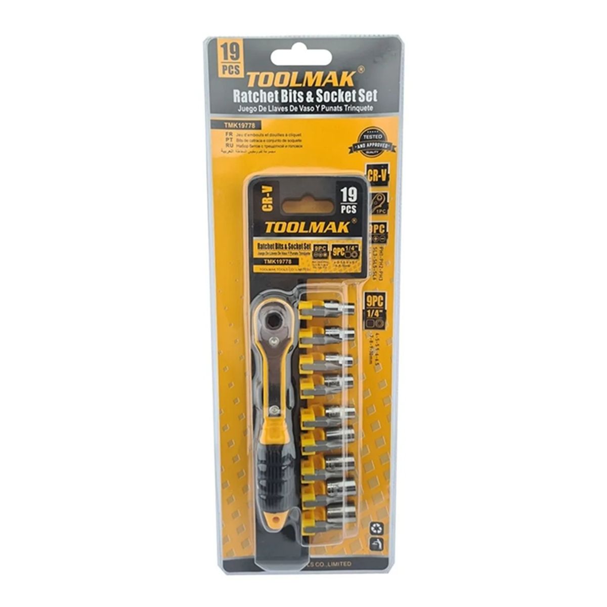 GENERICO - Set Kit Juego Dados Y Puntas Cuadrante 1/4 19 Piezas Toolmak