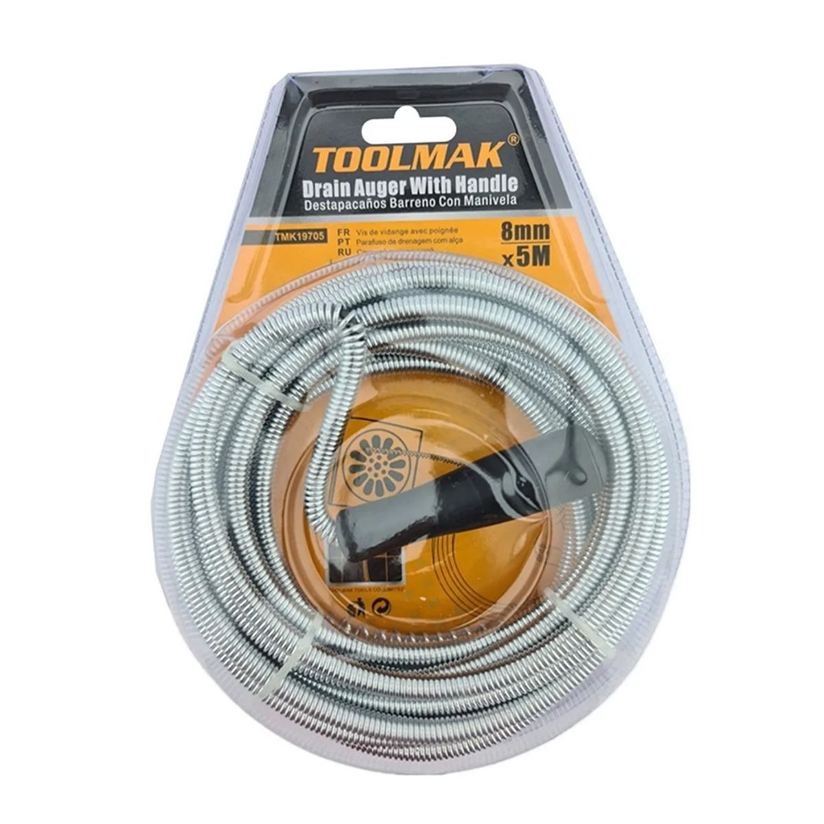 GENERICO - Llave Ganzua Laucha Destapador Cañaria 5mts 8mm Toolmak