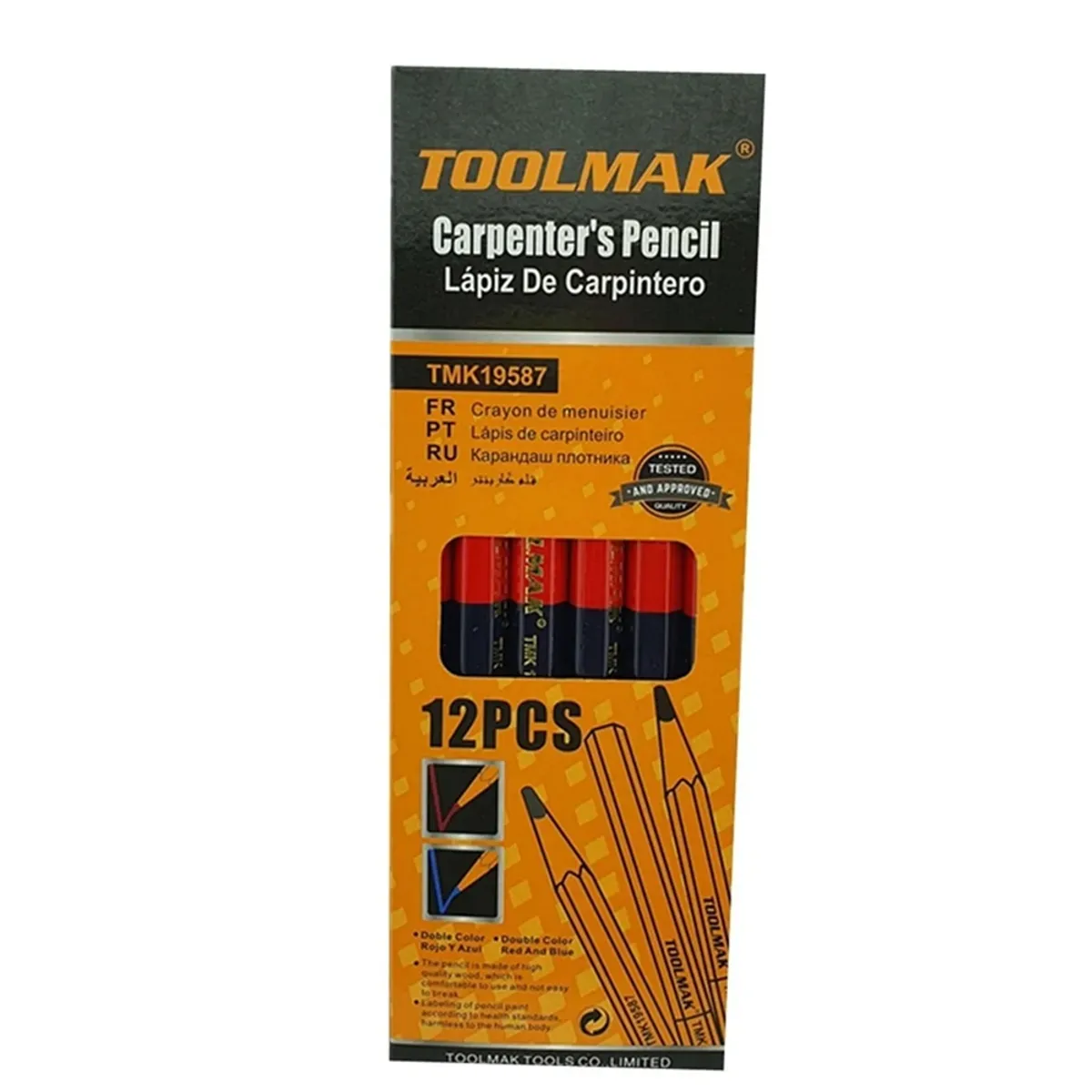 GENERICO - Lápiz Carpintero Madera Albañil Construcción 12 Pcs Bicolor