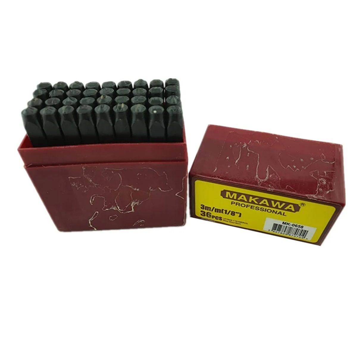 MAKAWA - Numeros Y Letras 3mm De Golpe 36 Piezas Para Metales Makawa