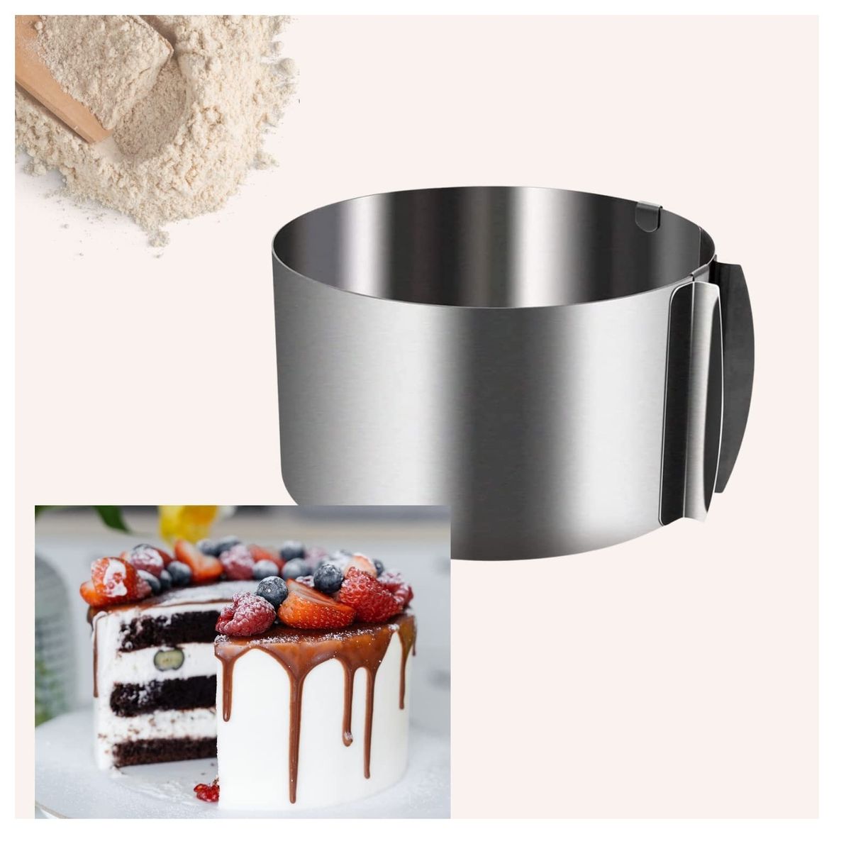 PASTELERIUSCL - X4 Molde De Torta Molde Para Torta Anillo Redondo Ajustable