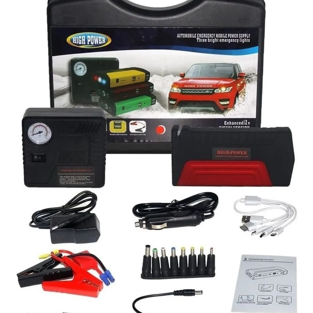 GENERICO - Partidor Cargador Powerbank Bateria Auto  Inflador De Rueda