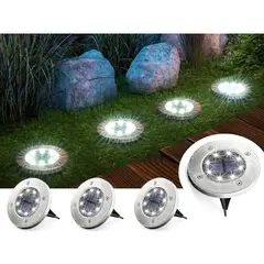 GENERICO - Pack X4 Luz Led Solar Con Estaca Exterior Jardin 8 Led