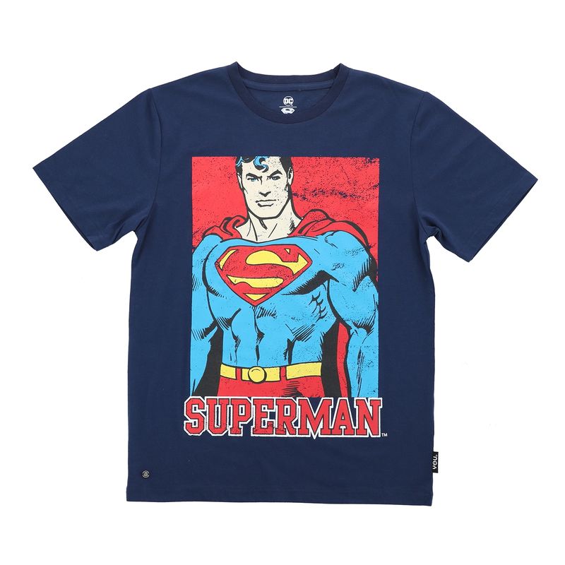 DC COMICS - Polera Niño Superman Cuadro Azul Dc Comics