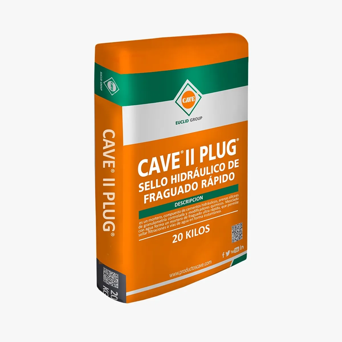 Cave II Plug - Sello hidráulico de fraguado Rápido, Saco  20 Kg, marca CAVE - Foto Principal