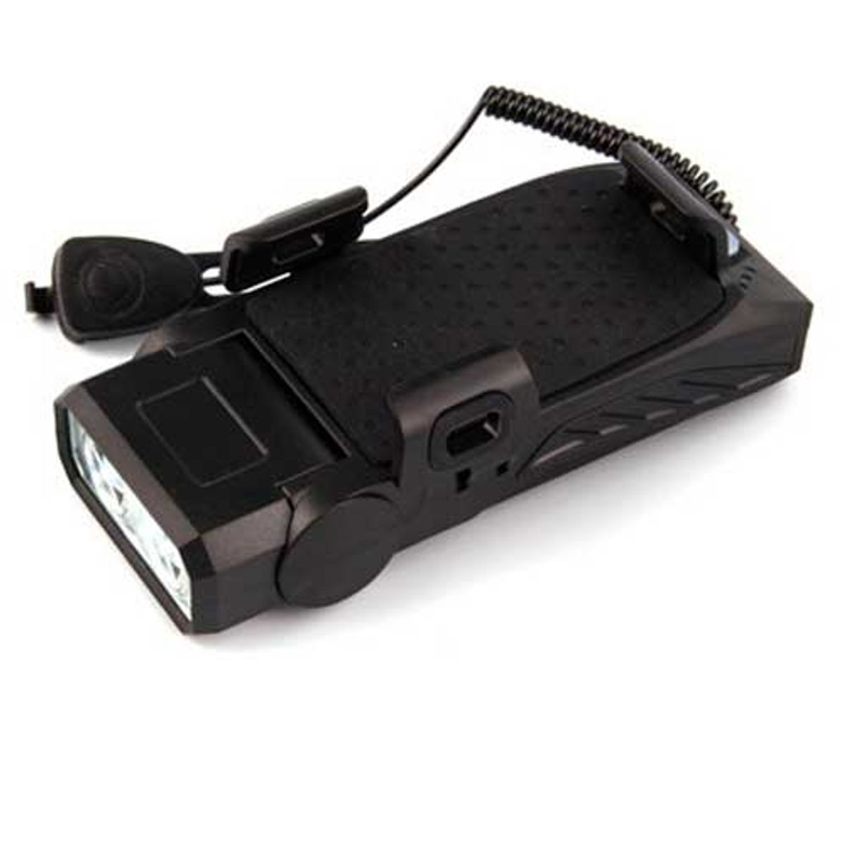 DEFENSOR FOREVER - Luz Delantera Con Bocina Cargador Y Porta Celular Negro