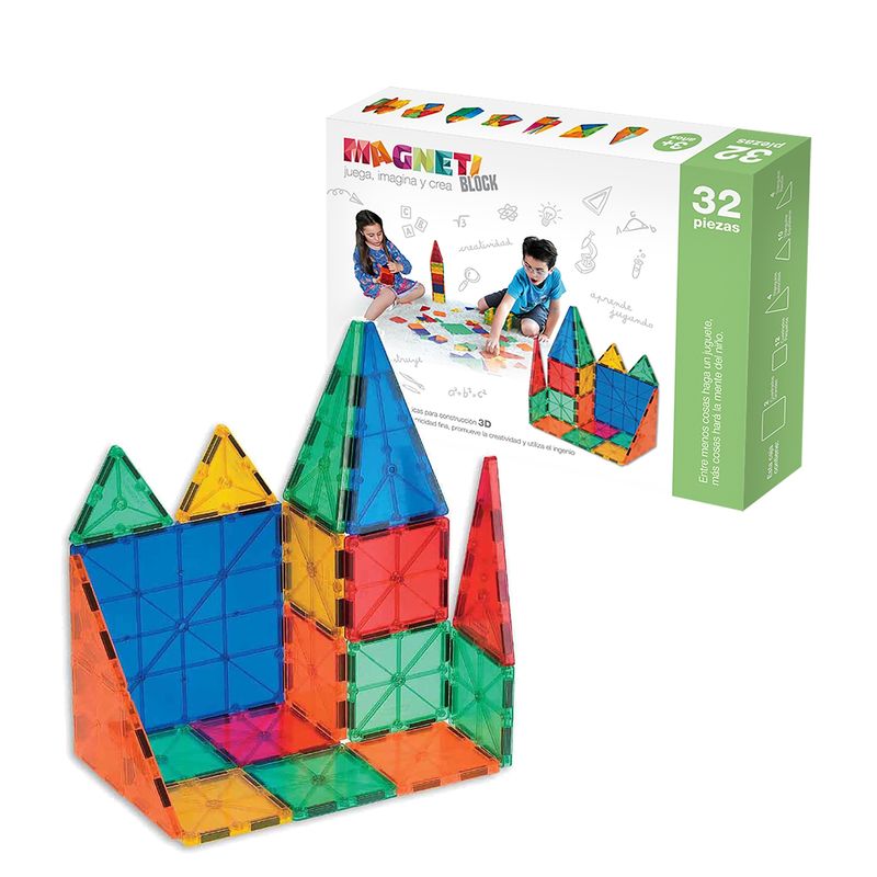 MAGNETI - Juguete Magnético Magneti Blocks 32 Piezas