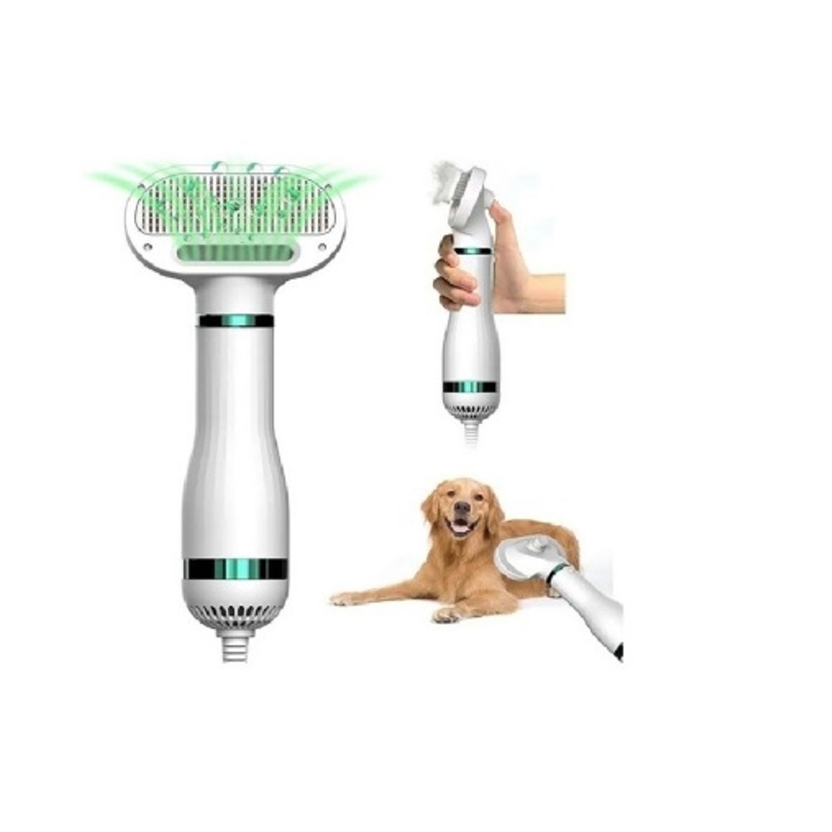 GENERICO - Cepillo Secador 2 en 1 Quita Pelos Aspirador Para Mascotas