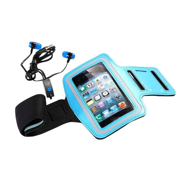 FIDDLER - Kit Fitness Brazalete Para Celular Y Audifonos Fiddler Azul