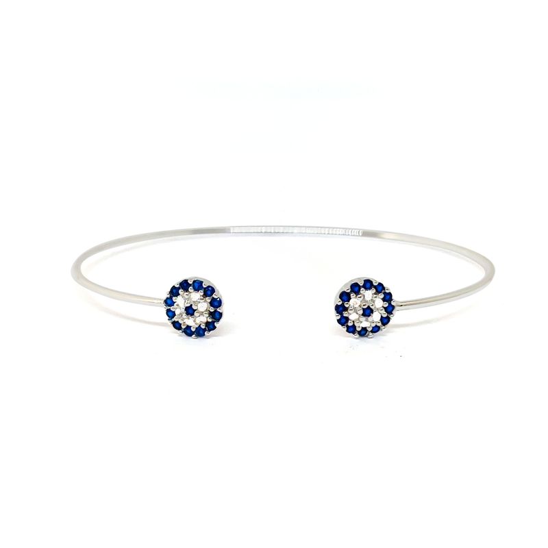ANDREA COGGIOLA JOYAS - Pulsera Esclava Dos Ojos Turcos Circones Plata Fina 925
