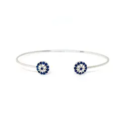 COGGIOLA - Pulsera Esclava Dos Ojos Turcos Circones Plata Fina 925