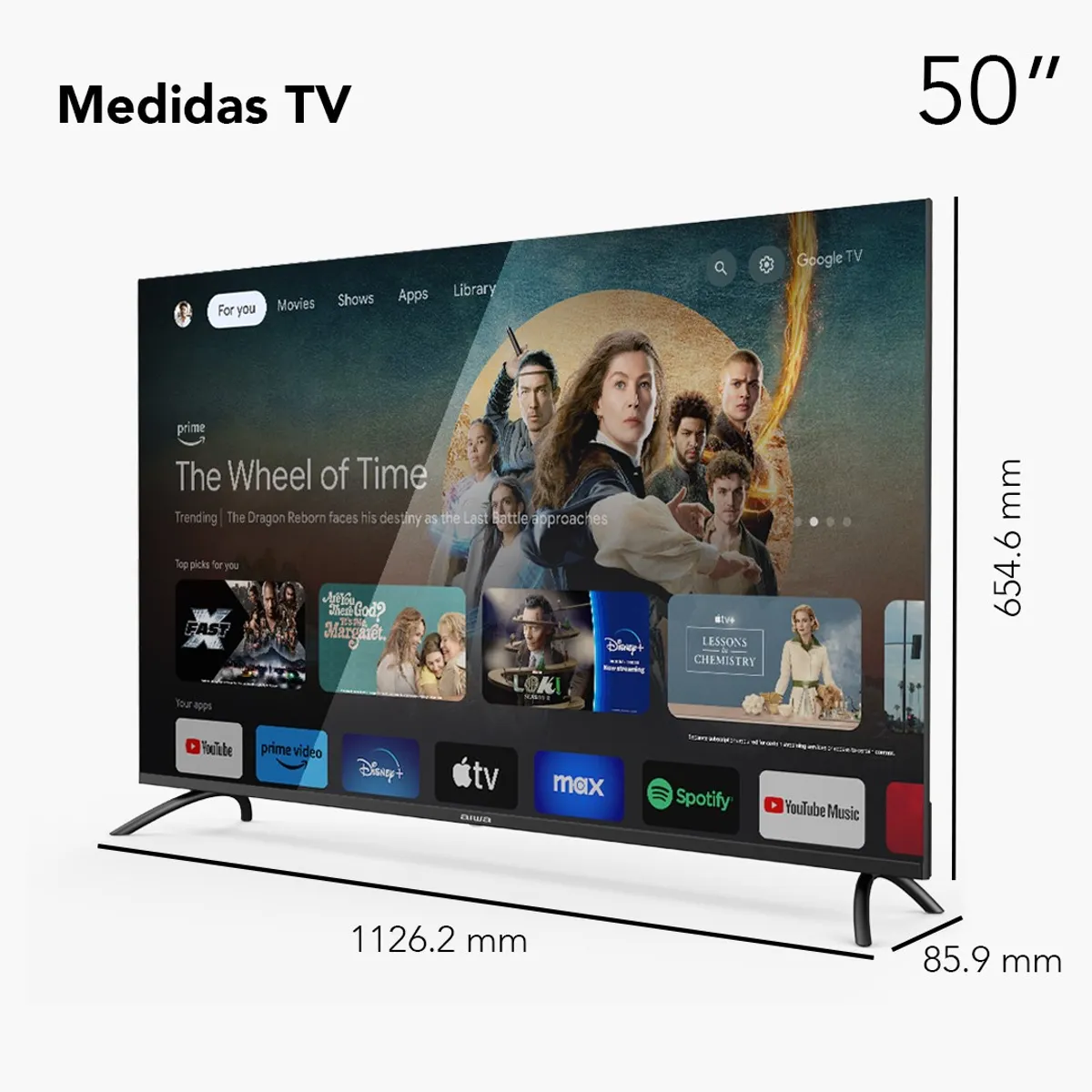 AIWA - Televisor Smart Tv Led Aiwa 50 4k Sistema Google Tv.