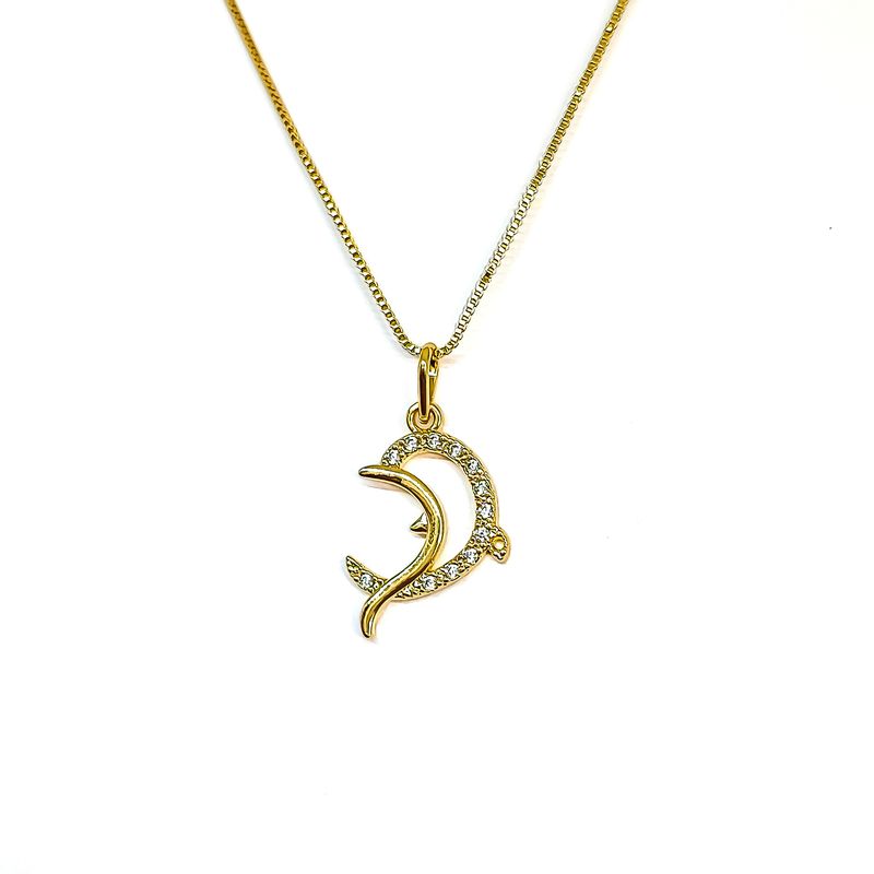 ANDREA COGGIOLA JOYAS - Collar Delfín Circón Enchapado Oro 18K