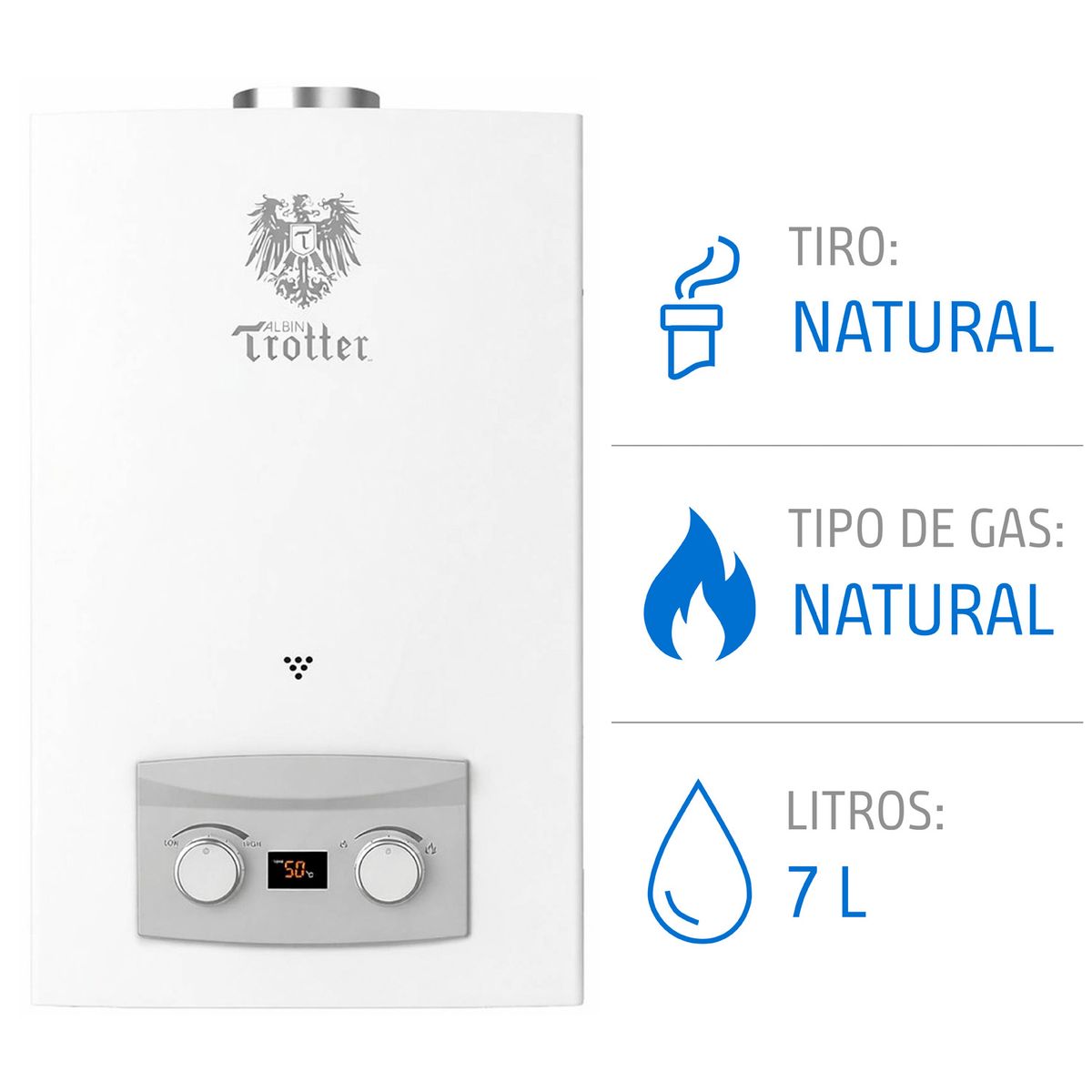 ALBIN TROTTER - Calefont Albin Trotter 7 Litros Tiro Natural Gas Natural