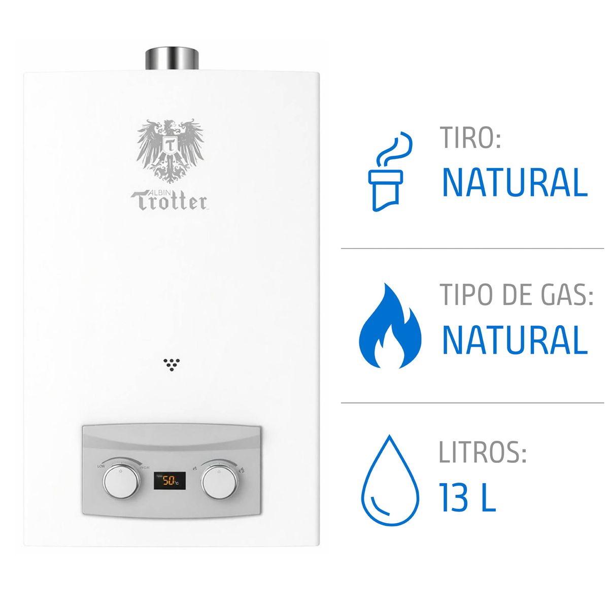 ALBIN TROTTER - Calefont Albin Trotter 13 Litros Tiro Natural Gas Natural