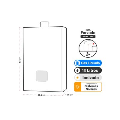 Imagen 2 del producto Calefont Tiro Forzado, Digital, 10 litros, Gas Licuado