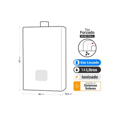 Imagen 2 del producto Calefont Tiro Forzado, Digital, 14 litros, Gas Licuado