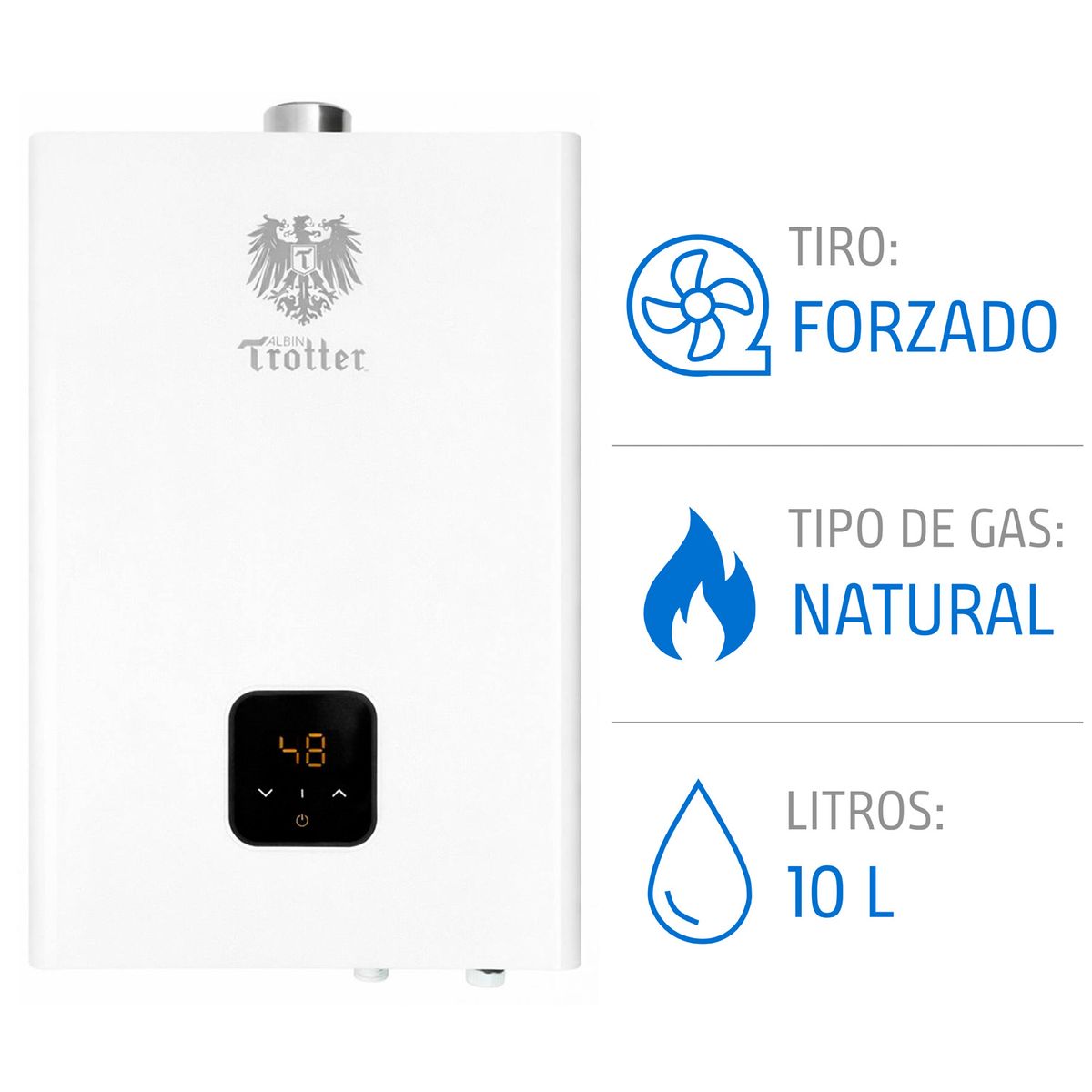 Calefont Albin Trotter 10 Litros Tiro Forzado Gas Natural, marca ALBIN TROTTER - Foto Principal