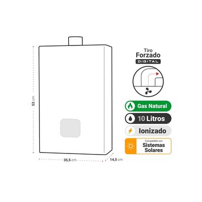 Imagen 2 del producto Calefont Tiro Forzado, Digital, 10 litros, Gas Natural